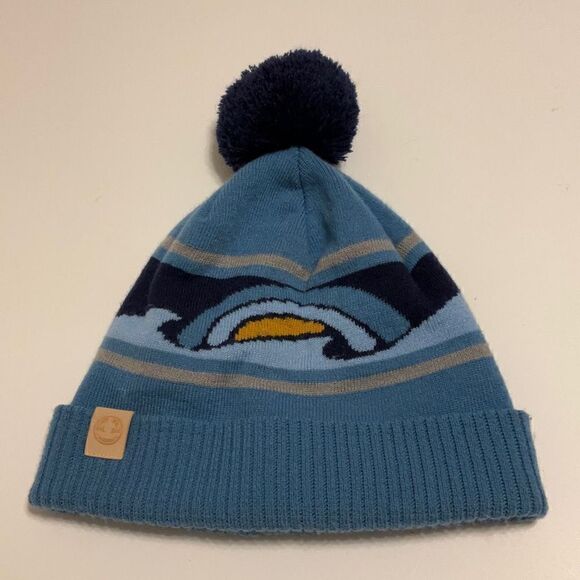 Blue Wave Beanie with Pompom, unisex - Picture 1 of 8
